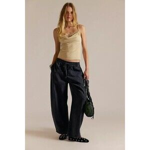 Free People Lex Barrel Pants Trousers Tapered Leg Cotton Pull On S New 282586